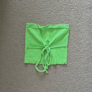 green ribbed tube top